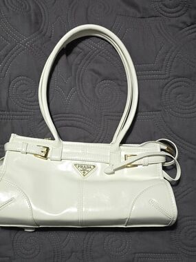 Prada White Patent Leather Shoulder Bag